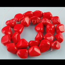 Free Shipping Fashion Jewelry Red Howlite Nugget Loose Beads 15.5" FG5847 2024 - buy cheap