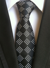 Men Formal necktie TOP Woven tie black with white diamond checkers 2024 - buy cheap