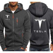 Hoodies Men Tesla Car Logo Print Casual Hip Hop Harajuku Long Sleeve Hooded Sweatshirts Mens zipper Jacket Man Hoody Clothing 2024 - buy cheap