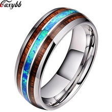 Titanium Ring for Men 8mm Groove Hawaiian Wood and Abalone Shell Tungsten Carbide Engagement Wedding Rings Size 6-13 2024 - buy cheap