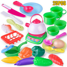 25PC DIY Mini Simulation Pretend Play Kitchen Plastic Set Cutting Cooking Food Vegetable Early Education Toys For Children Kids 2024 - buy cheap