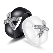 ZORCVENS Fashion Jewelry Women Ring With AAA Crystal 8 mm X Cross Ceramic Rings For Women Wedding Party Accessories 2024 - buy cheap