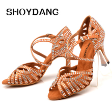 SHOYDANC Dance Shoes Latin Dance Shoes For Women Salsa Latin Shoes Girls Ballroom Latin Shoes Black Bronze Skin Color Cuba Heel 2024 - buy cheap