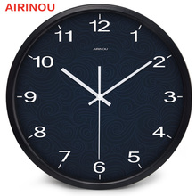 Airinou большой Daek синий благоприятный облака настенные часы, высокое прозрачное стекло, супер тихий, металлический каркас 2024 - купить недорого
