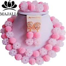 Fashion african jewelry set pink Plastic and crystal nigerian wedding african beads jewelry set Free shipping Majalia-430 2024 - buy cheap