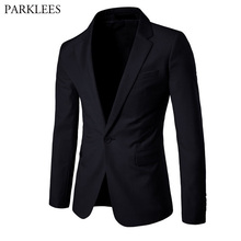 Blazer masculino com um botão, jaqueta slim casual de marca da moda, para negócios, casamento, noivo, smoking, terno masculino 2024 - compre barato