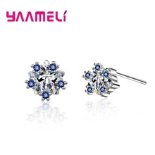 Pure 925 Sterling Silver Crystal Stud Earrings for Women Fashion Luxury Cubic Zirconia Paved Wedding Party Jewelry Accessory 2024 - buy cheap