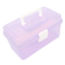 Plastic Handle 2 Layer Hardware Tools Storage Box, Clear Purple 2024 - buy cheap