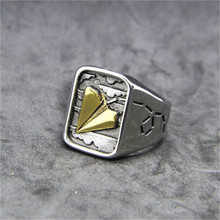 1pc Newest Size 7-13 Golden Paper Plane Ring 316L Stainless Steel Band Party Fashion Childhood Ring 2024 - buy cheap