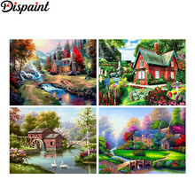 Dispaint Full Square/Round Drill 5D DIY Diamond Painting "Lakeside cottage scenery"3D Embroidery Cross Stitch 5D Home Decor Gift 2024 - buy cheap