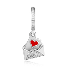 Fits for Pandora Charms Bracelets letter to Lover Beads with Red Enamel 100% 925 Sterling Silver Jewelry Free Shipping 2024 - buy cheap