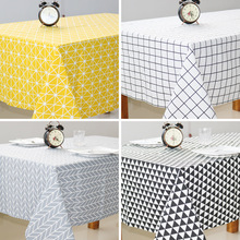 Cotton Hemp Tablecloth Black And White Lattice Style Modern Lattice Coffee Table Cloths Cover Cloth Tablecloth Tablecloths 2024 - buy cheap