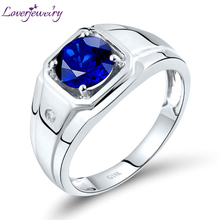 LOVERJEWELRY Men Rings Luxury Blue Sapphire Man Wedding Ring Solid 18Kt White Gold Natural Diamonds Jewelry For Father Gift 2024 - buy cheap