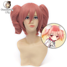 Inu X Boku SS Roromiya Karuta-peluca rosa para Cosplay, cabello sintético ondulado corto, coletas de fibra de alta temperatura 2024 - compra barato