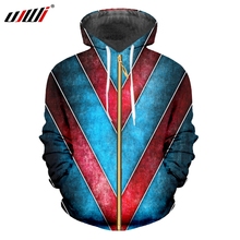 UJWI 2018 Chinese Style Stripes Men's Zip Hoodies Printed Red Blue Hooded Zipper Coat 3D Hot Sale Man Sweatshirt Large Size 5XL 2024 - buy cheap