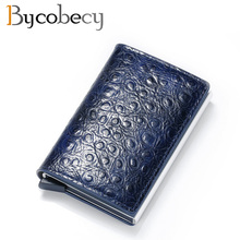 Bycobecy RFID Wallet Antitheft Wallet Card Holder Hasp Aluminum Unisex Metal High Qualit PU Leather Card Wallet  Men Wallets 2024 - buy cheap