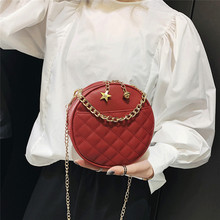 2019 New Style Women Fashion Diamond Pattern Round Messenger Bag Lady Chains Circular Mini Cross-body Bag 2024 - buy cheap