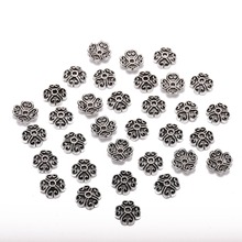 50 pçs/lote 8mm 5 Pétalas Tibetano Flor de Pêssego Coração Solto Sparer Torus End Caps Bead Para Acessórios de Costura Diy 2024 - compre barato