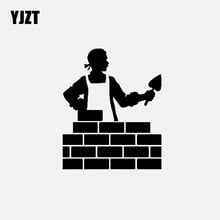 YJZT 10.8CM*13.2CM Vinyl Decal Man Construction Worker Builder Build Brick Wall Car Sticker Black/Silver C3-1884 2024 - buy cheap