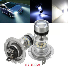 Lâmpada de led para farol automotivo, 2 lâmpadas de led para luz traseira de neblina h7 100w 2024 - compre barato