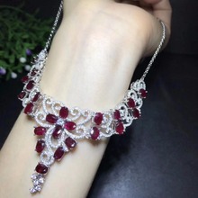 Natural ruby large necklace, super luxurious, precious gemstones, beautiful colors, good workmanship. 925 silver 2024 - buy cheap
