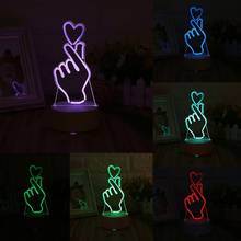USB Novelty 7 Colors Changing Finger Heart LED Night Light 3D Desk Table Lamp Home Decor 2024 - buy cheap