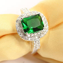 New Product Women's Green Zircon Silver Plated Ring Fashion Wedding Bague Jewelry Gift 2024 - buy cheap