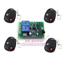 Controle remoto sem fio corrente 12v 10a, interruptor de controle remoto com 2 canais + 4 transmissores
