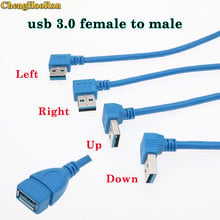 ChengHaoRan USB 3,0 правый/левый/вверх/вниз угол 90 градусов удлинитель адаптер «Папа-мама» шнур USB кабели 2022 - купить недорого