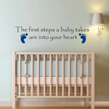 Babies First Steps Wall Sticker Quote Foot Prints Nursery Baby Shower,wholesale cute baby nursery room decor free shipping k3000 2024 - buy cheap