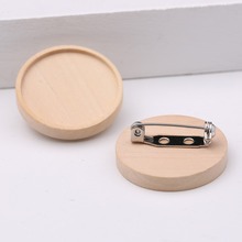 10pcs 25mm wood cabochon brooch pin base blanks diy wooden bezel trays for jewerly making supplies 2024 - buy cheap
