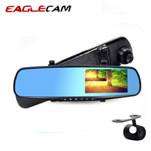 Cámara de salpicadero DVR de 4,3 pulgadas para coche, videocámara Full HD 1080P para espejo retrovisor, grabador de vídeo de conducción para vehículo, sensor G, lente Dual, Dvrs automático 2024 - compra barato