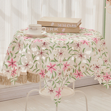 Hot Sale Elegant Polyester Satin Jacquard Embroidery Floral Tablecloths Handmade Embroidered Table Cloth Cover Overlays 2024 - buy cheap