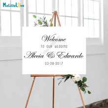 Welcome To Our Wedding Custom Name And Date Reception Sign Decoration Sticker Personalized Wedding Graphics Decal B730 2024 - buy cheap