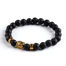 Mujer hot natural volcanic stone bracelets buddha beads elastic rope bracelet for men women 2024 - buy cheap