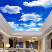 Mural personalizado para pared, papel tapiz de pared grande, azul cielo y nubes blancas, para techo, sala de estar, dormitorio, decoración del Mural de techo 2024 - compra barato