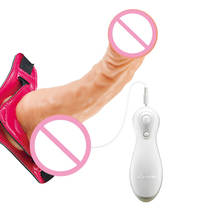 10 Speeds Vibration 360 Degree Rotating Strap on Realistic Dildo USB Rechargeable Strapon Harness Fake Penis Sex Toy for Lesbian 2024 - buy cheap