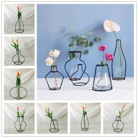 FAROOT скандинавские минималистичные абстрактные линии вазы черная железная ваза для цветов сушеный цветок 2022 - купить недорого