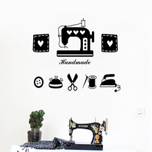 Tailor's Shop Vinyl Wall Sticker Clothes Store Window Glass Decor Sewing Machine Iron Scissors Wall Decals Home Room Decoration 2024 - buy cheap