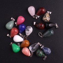 Wholesale 24pcs/lot Assorted Mixed Natural Stone Green Aventurine Water Drop Pendant Charm Necklace Jewelry Making Free Shipping 2024 - buy cheap