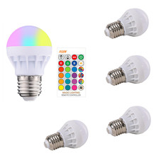 5pcs/lot 3W RGBW Led bulbs E27 with IR Remote Control  Color Change LED Bulbs Tubes Dimmer Holiday Decor Night light 2024 - buy cheap