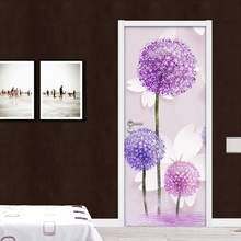PVC Waterproof Self-adhesive Door Mural Wallpaper 3D Flower Modern Living Room Bedroom Door Home Decoration Removable Sticker 2024 - buy cheap