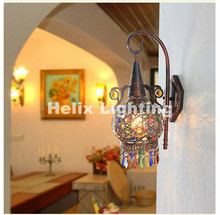Настенный светильник Tiffany Decor, скандинавский винтажный настенный светильник с железным кристаллом, Led, богемный, для спальни, D220mm, H470mm, AC 90 ~ 260v 2024 - купить недорого