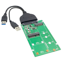 Usb 3.0 para sata 22pin 2.5 Polegada disco rígido para 2 em 1 combinação mini pci-e 2 lane m.2 ngff & msata ssd adaptador conversor 2024 - compre barato