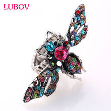 Unique Vivid Bee Imitation Multi Color Rhinestone Ring Elastic Stretch Adjustable Finger Ring Fashion Ball Party Jewelry 2024 - buy cheap