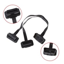 Black 16 Pin OBD2 Male To Dual Female Splitter Y Connector Flat Extension Cable 2024 - buy cheap