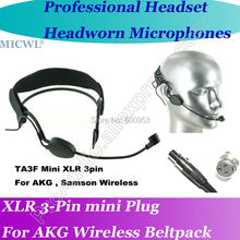 MICWL ME3 mini 3Pin Microfone com fone de ouvido para Headworn Headset Microphone for AKG Samson Gemini Wireless 2024 - buy cheap