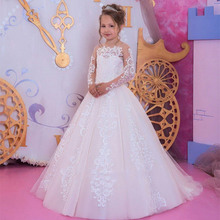 NEW Flower Girl Dresses First Communion Dresses for Girls Beaded Applique Kids Evening Gowns 2024 - купить недорого