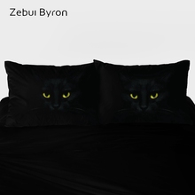 Funda de almohada 3D HD personalizada, 50x70/50x75/50x80, funda protectora para cojín, animal, Ojos de gato negro, ropa de cama, textil para el hogar 2024 - compra barato