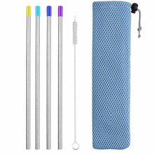 Reusable Metal Drinking Straws 304 Stainless Steel Sturdy Bent Straight Drinks Straw with Cleaning Brush Bar Party Rainbow straw 2024 - buy cheap